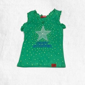 ⭐️ CANDY STRIPPER Green and yellow ruffle top with star design